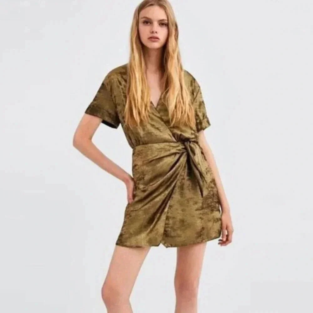 ZARA Metallic Gold Mini Dress